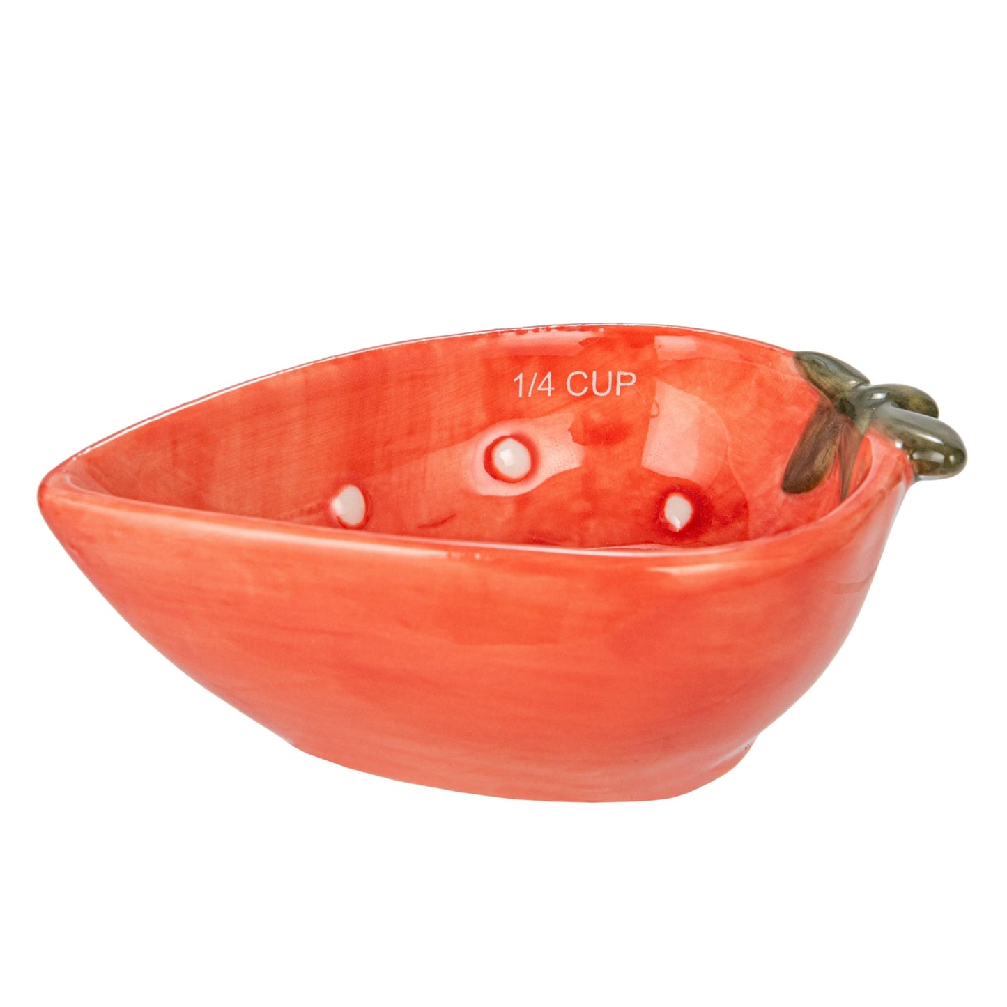 Creative Co-Op Hand-Painted Strawberry Stoneware Measuring Cups, Red and White, Set of 4