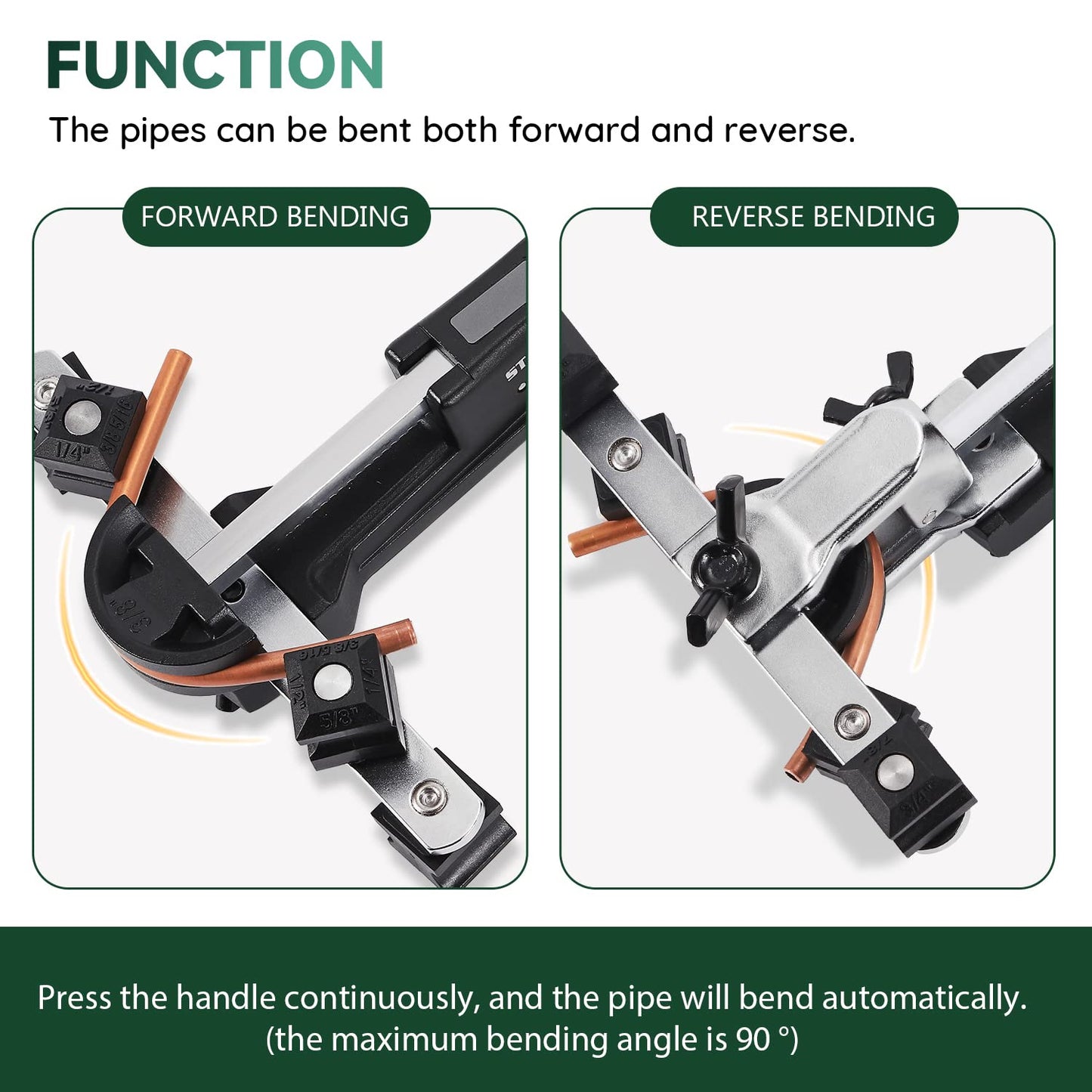 Antstone Tubing Bender Kit with Reverse Bend 1/4"-7/8" HVAC Ratchet Copper Pipe Bender Tool Set 90° Bend with 7 Dies for Refrigerator Air Conditioner Repair