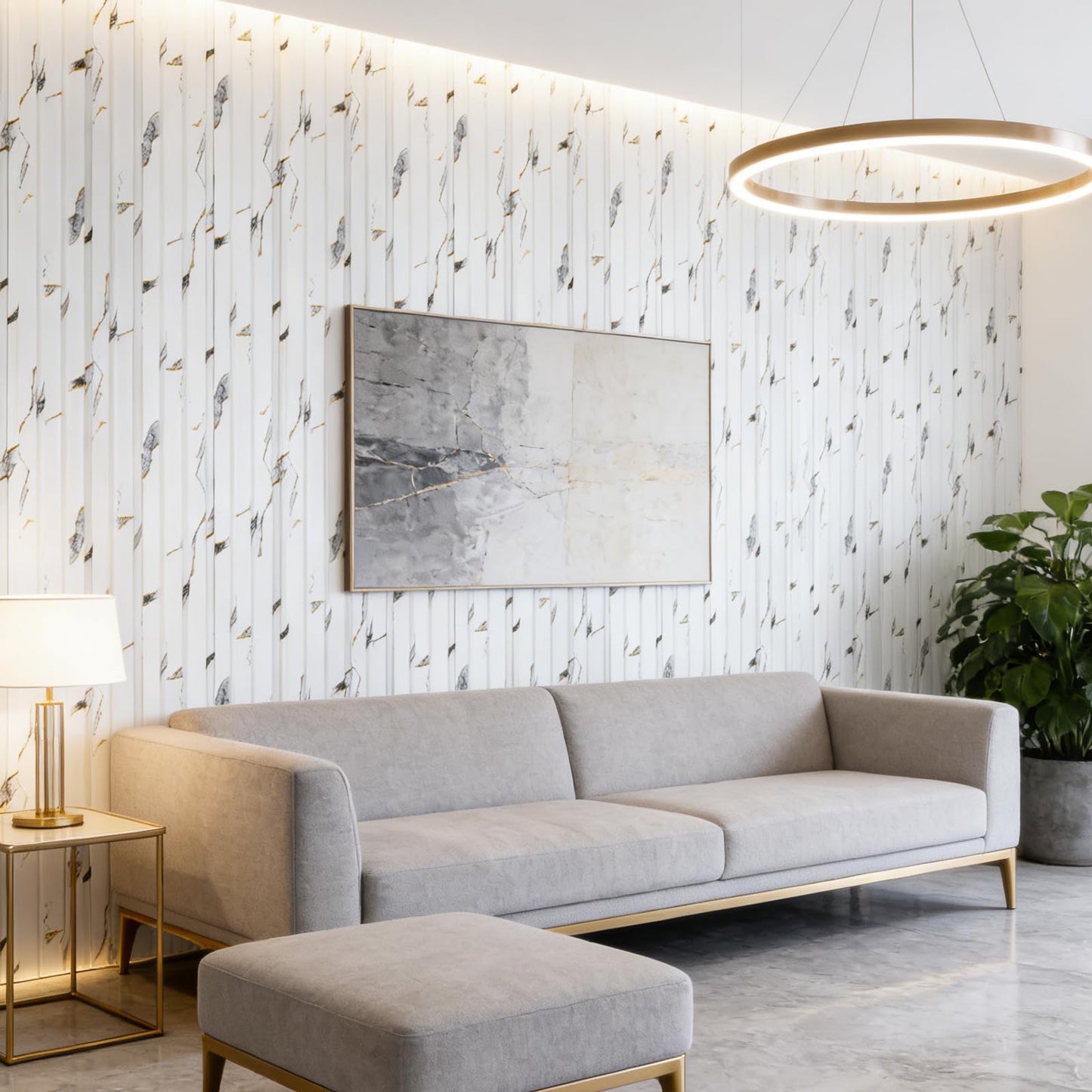 16 Pack Faux Marble Slat Wall Panels for Interior Wall Decor, Waterproof Lightweight Decorative Panels for Accent Wall, DIY Wall Covering for Living Room Bedroom TV Wall, 47.2" × 4.3", White