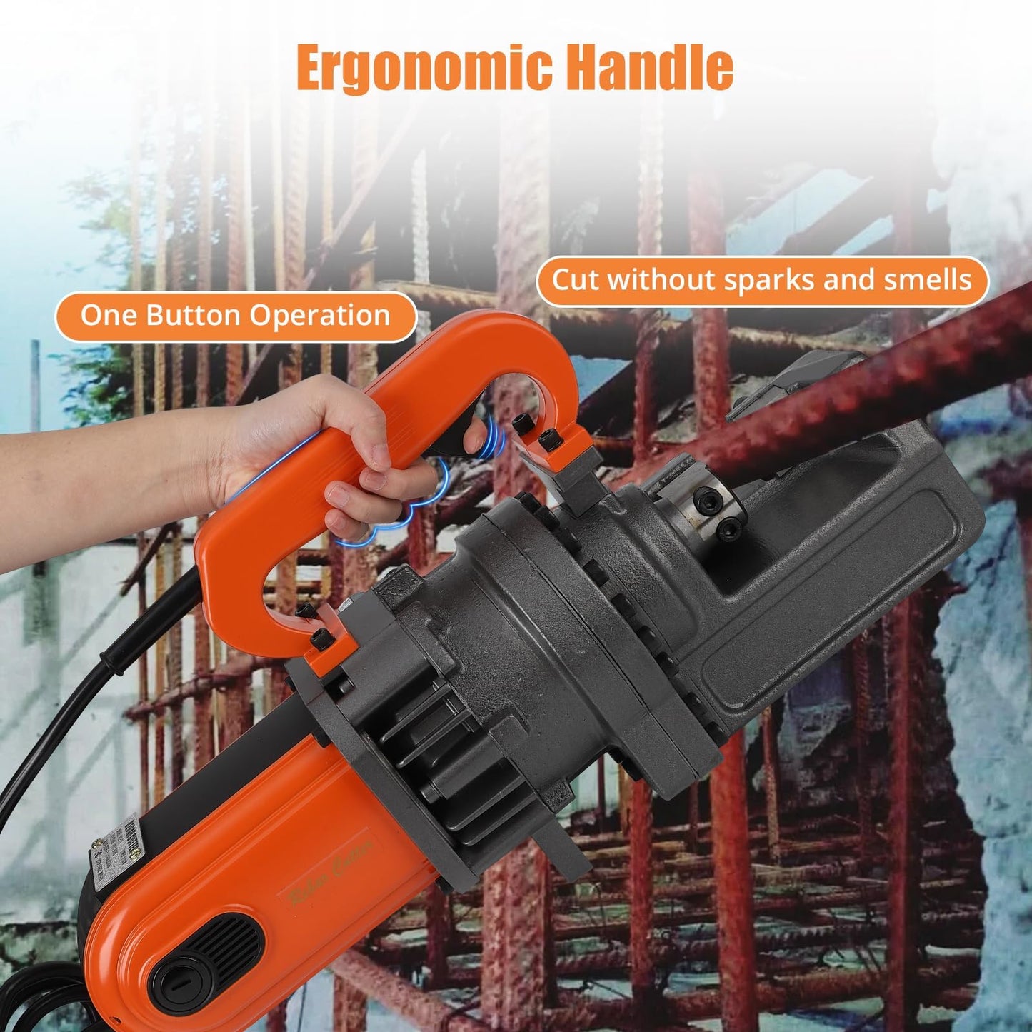 GarveeTech Electric Hydraulic Rebar Cutter, 900W 110V Cutting up to 5/8 in #5 4-16 mm Rebar, Steel, with Blades, Cutting Speed 3S, Concrete Construction Tools Heavy Duty (900W RC-16)