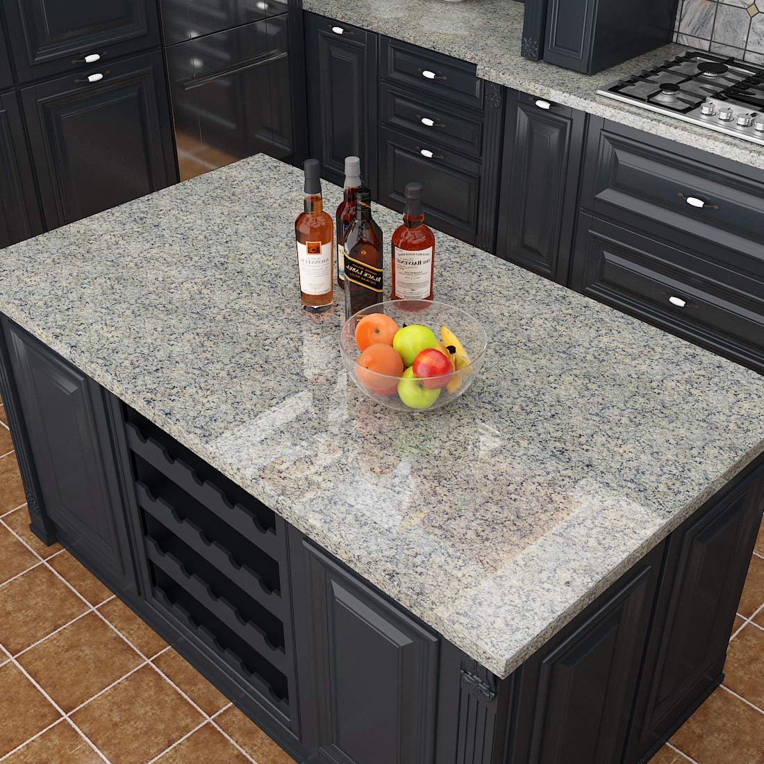 Livelynine Granite Contact Paper for Countertops Waterproof Kitchen Countertop Peel and Stick Wallpaper for Bathroom Sink Desk Vinyl Wrap Grey Laminate Marble Sticker Counter Top Covers 15.8x78.8 Inch