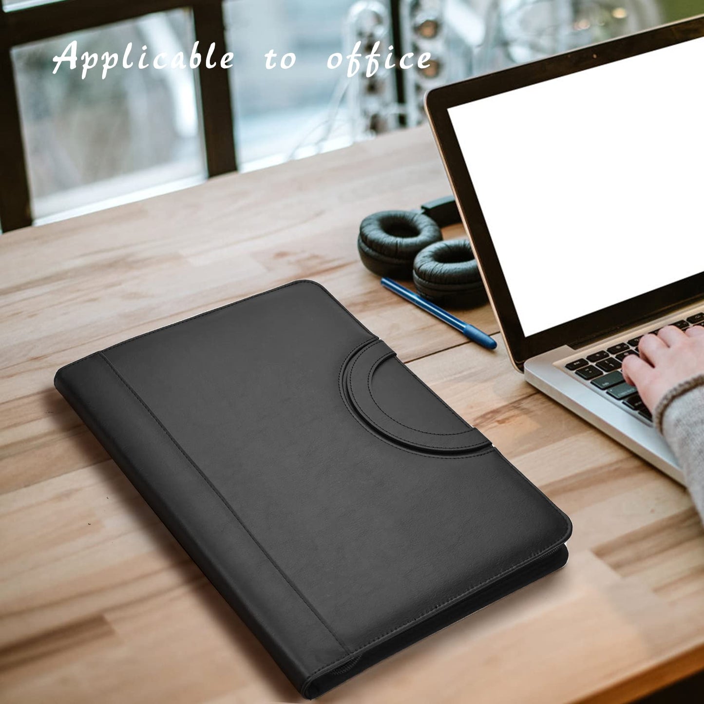 UBAFNOM Padfolio Portfolio Binder – Vegan Leather Business Portfolio Organizer with Calculator – Zippered Portfolio Padfolio for Women & Men