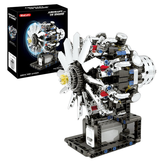 Turbojet Engine Building Set, Aircraft Engine Model kit that Run, Build Your Own Mini Aircraft Model Engine Kit with Motor, STEM Mechanical Physical Science Educational Toys for Kids Adults (558 PCS)