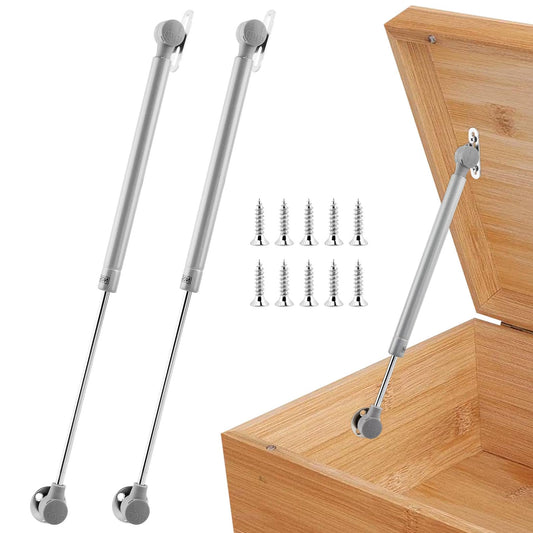 2 Pack Soft Close Lid Support Hinges, 150N Adjustable Lid Stay Hardware for Storage Chests and Lift-Top Benches, 0–110° Opening, for Flat or Curved Wooden Lids