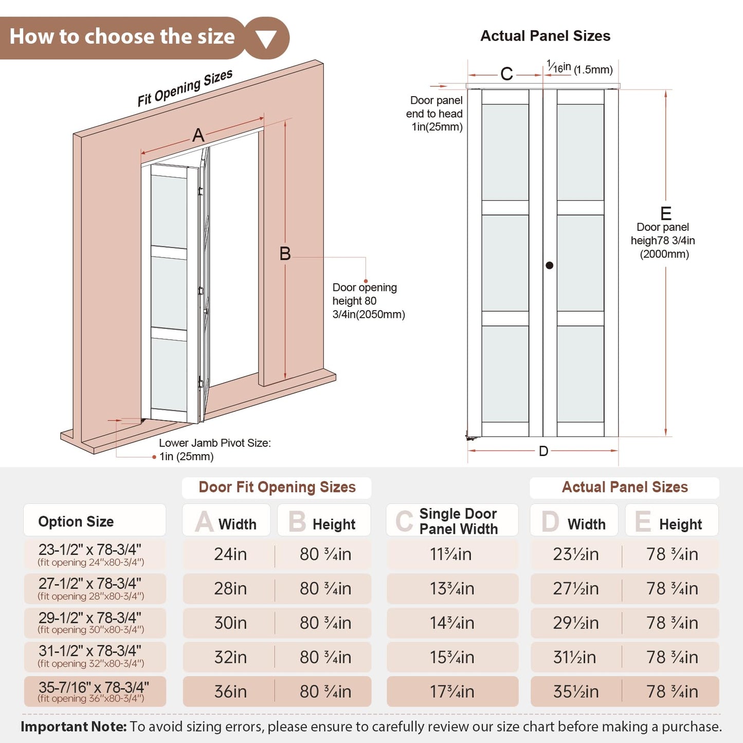 EaseLife Preassembled Bi-Fold Doors, for 30"x 80" Opening,Tempered Frosted Glass Closet Folding Barn Door with Concealed Hardware Kit,MDF Wood Panel,Water-Proof PVC Surface,Easy Installation