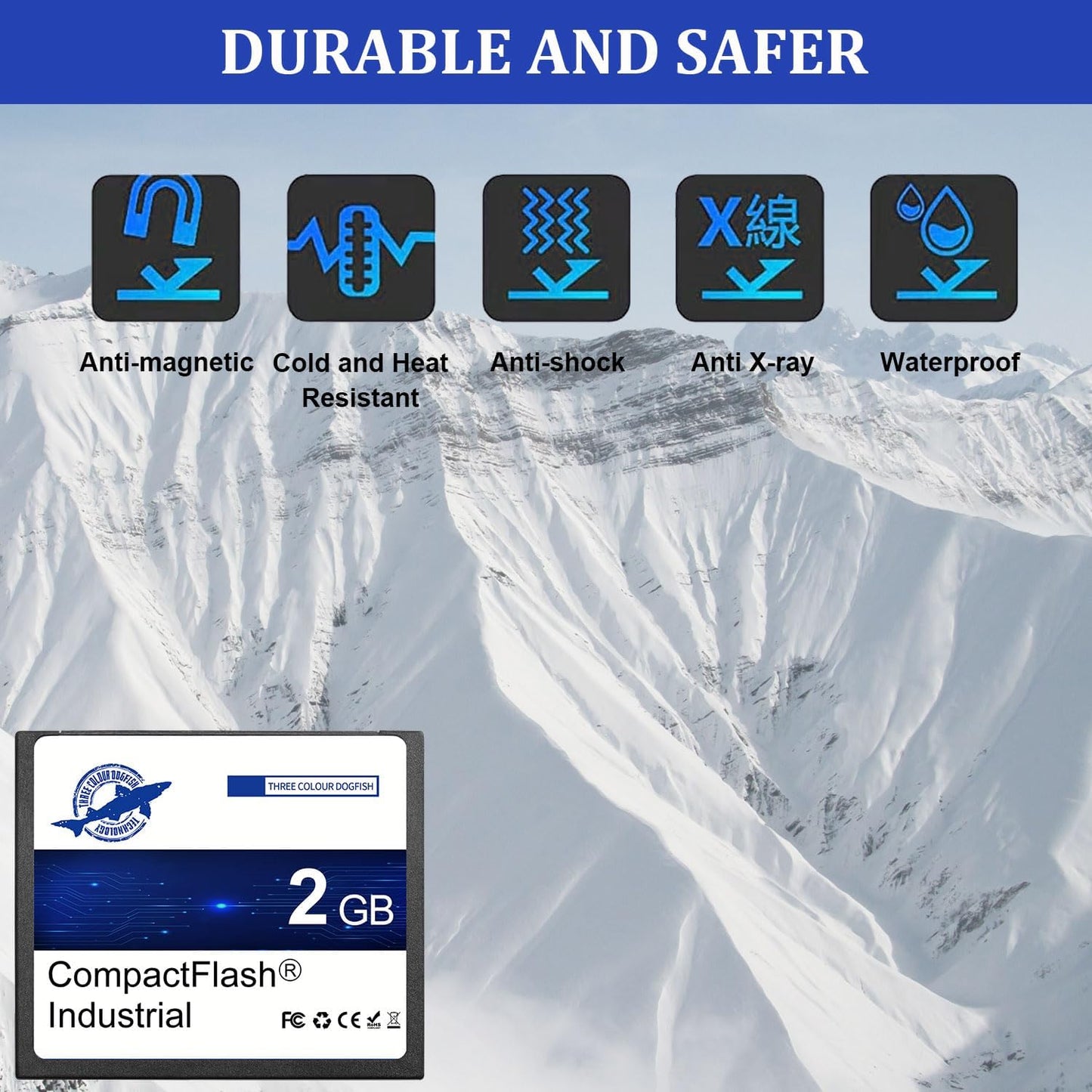 THREE COLOUR DOGFISH 2GB 5Pack FAT16 Dogfish CF Card Compact Flash Memory Type I Card for Industrial Equipment