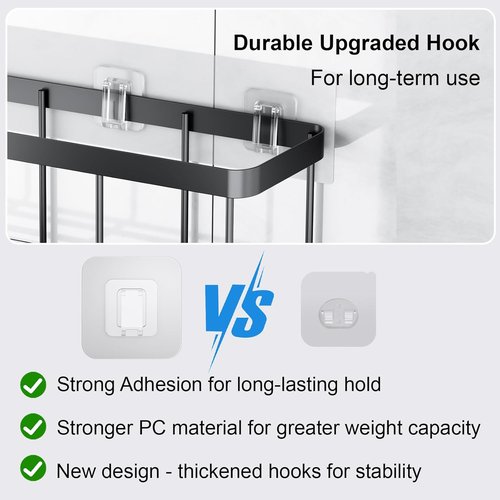 Lsnisni Shower Caddy Adhesive Strips - 20 Pack Waterproof Hooks for Bathroom & Kitchen Storage | No Drilling, Clear