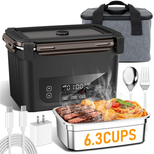 GALOKEO 2026 Upgraded Cordless Electric Lunch Box for Adults, 20,800mAh Rechargeable Heated Lunch Box with Even Heating, XL 6.3 Cup Self-Heating Lunch Box for Construction, Office & Travel