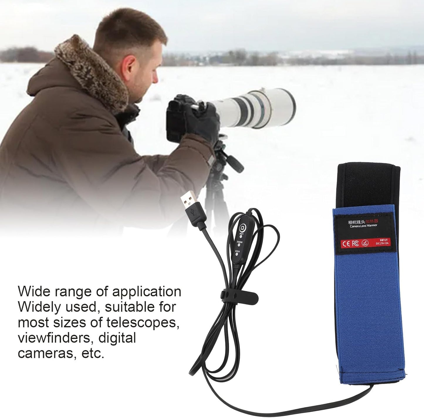 Zopsc 3 Settings, (545mm) Lens Heater, USB Powered with Temperature Dew Heater Strip for Telescopes, Viewfinders