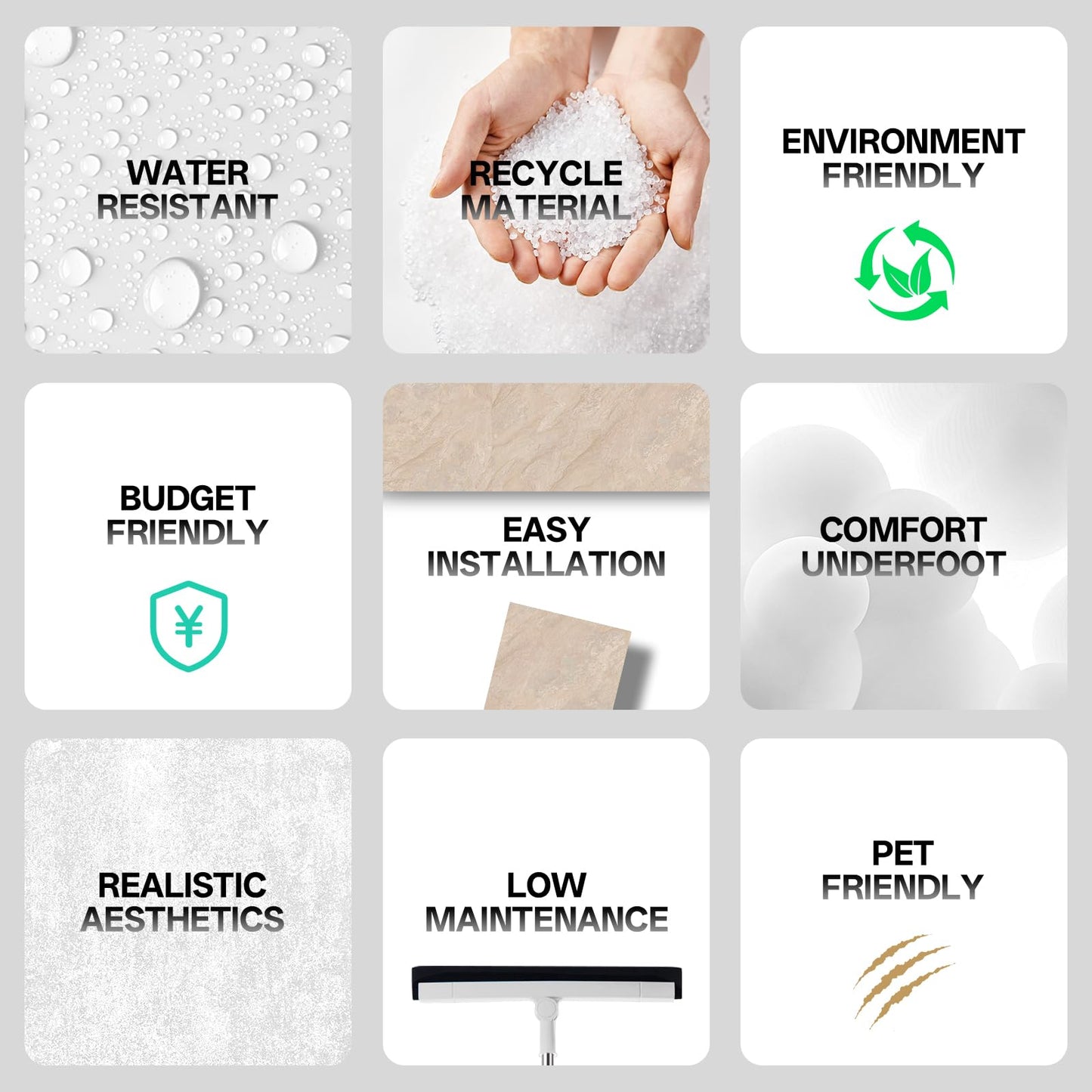 ATOPOSE Peel and Stick Floor Tiles 12 x 12 inch 30-Pack, Self Adhesive,Easy DIY & Waterproof for Kitchen, Dining Room, Bedrooms, Cover 30 Sq.Ft, Beige Stone