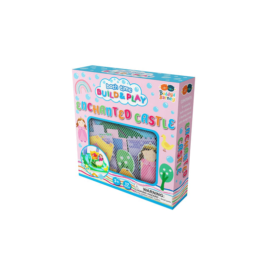 Buddy & Barney: Bath Time: Build & Play - Enchanted Castle - Floating 3D Foam Stickers, Interactive Scene, Suction Cup Mesh Bag, Water Toy, Kids 3+