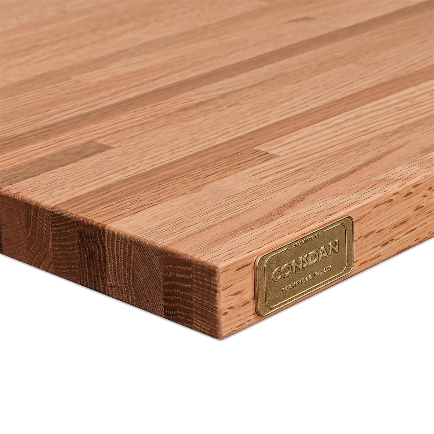 CONSDAN Butcher Block Counter Top, USA Grown Oak Solid Hardwood Countertop, Wood Slabs for Kitchen, Reversible, Both Side Polished, Prefinished with Food-safe Oil, 1.5" Thickness, 18" L x 25" W