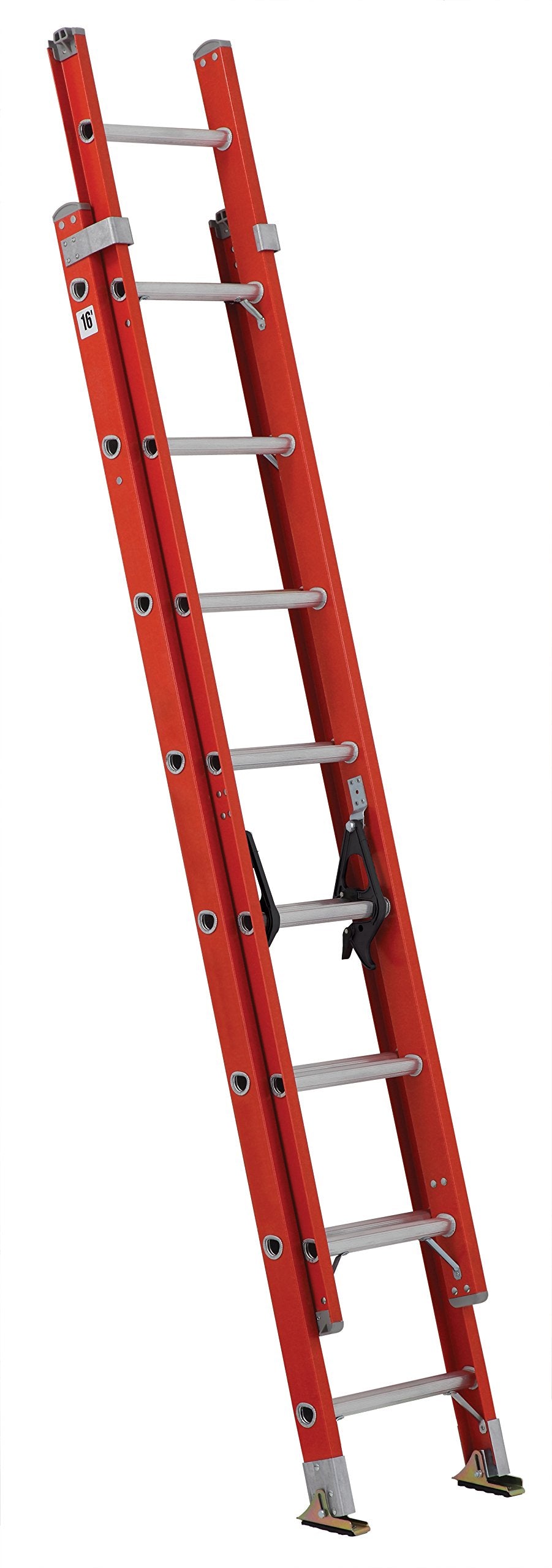 Louisville Ladder FE3216 Fiberglass Extension Ladder 300-Pound Capacity, 16-Foot, Type IA, Orange & LP-2200-00 Stabilizer, Silver