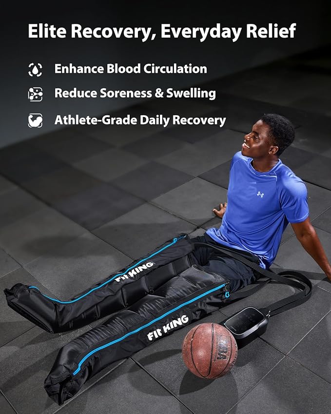 FIT KING Upgraded Leg Massager Recovery Boots, Professional Air Compression Recovery System for Circulation & Athlete-Level Fast Recovery, Cordless Rechargeable Compression Boots (Medium)
