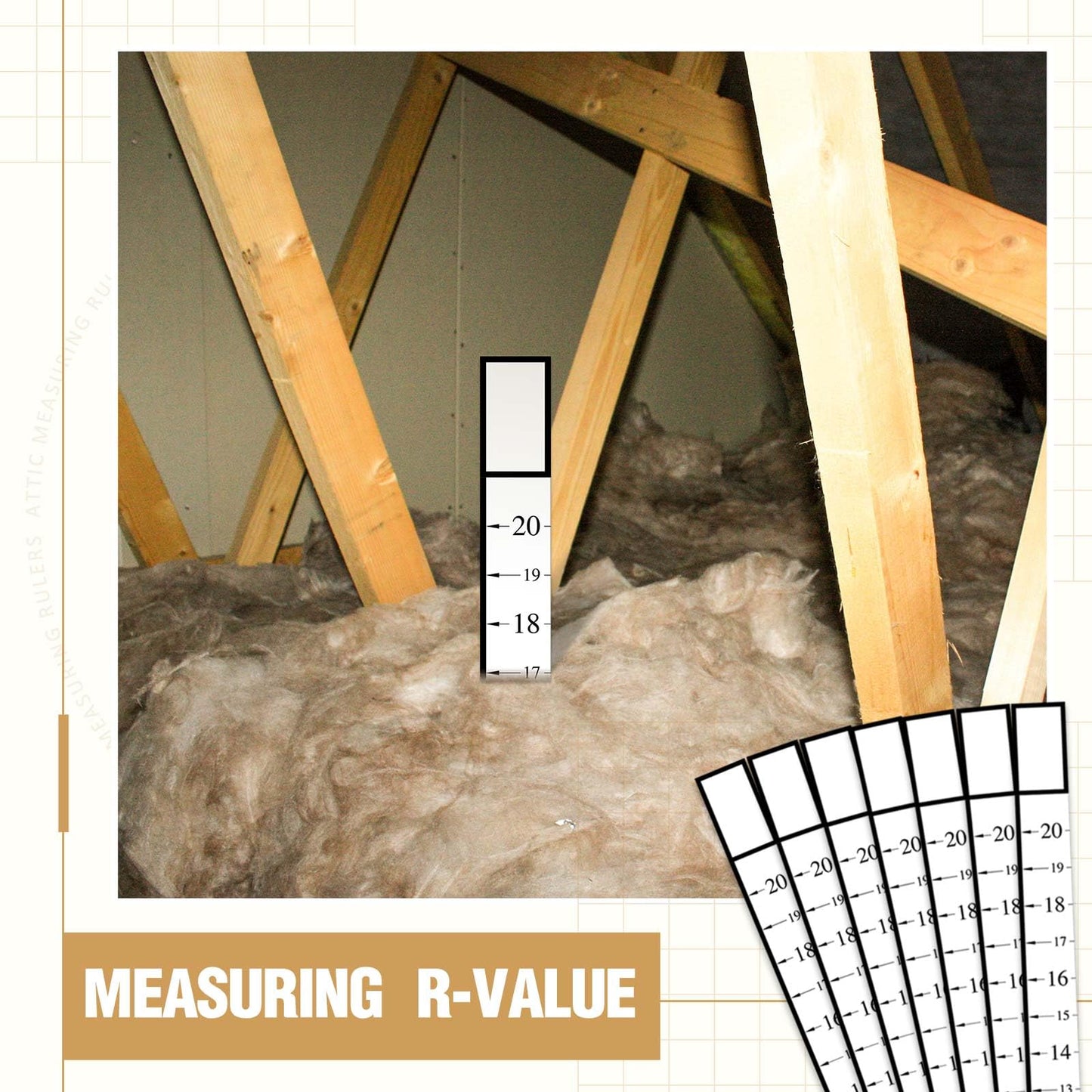 Saysurey Attic Measuring Rulers (Case of 1000), 20 Inch, Card Stock, Attic Insulation R-value Ruler for Insulators Ceiling Insulation