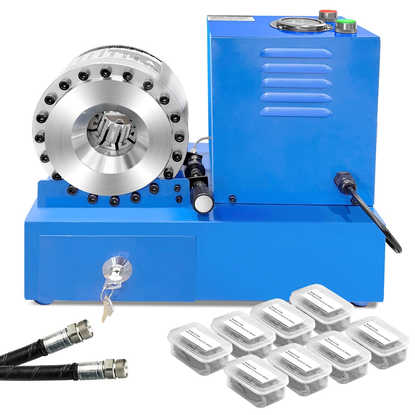 Electric Hydraulic Hose Crimper with 8 Dies, Portable Crimping Machine for1/4" to 1" Hose, High Pressure Electric Crimping Tool for Automotive, Excavators, AC Lines, Agricultural Equipment