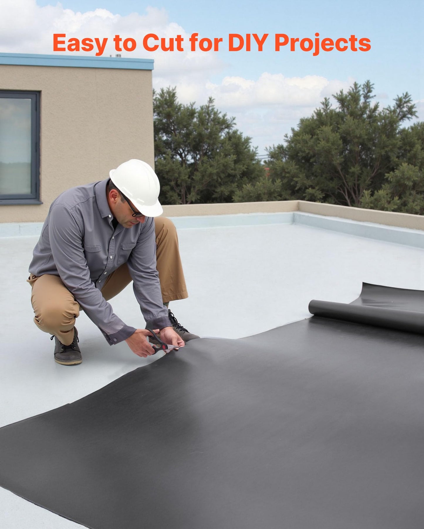 VEVOR Roll Roofing, 10 x 15 ft, 45 mil EPDM Rubber Roofing, Long Lifespan & Weather-Resistant, Withstands Harsh Temperatures, Flexible & Easy Installation, Roof Underlayment for RVs, Roofs, Ponds