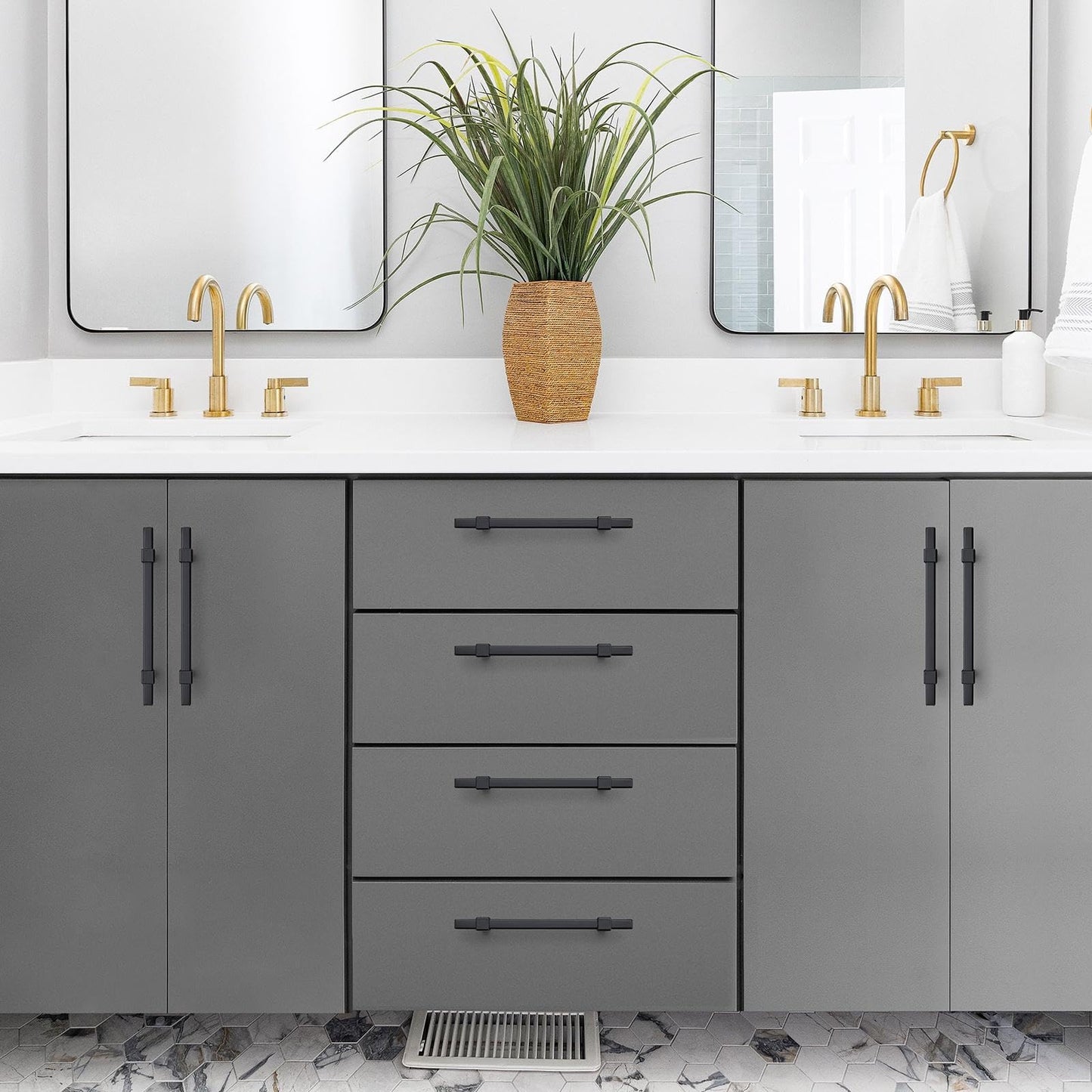 Ravinte Decor 30 Pack Black Cabinet Handles - 5" Hole Center Cabinet Pulls Matte Black Drawer Pulls Cabinet Hardware Kitchen Handles for Cabinets