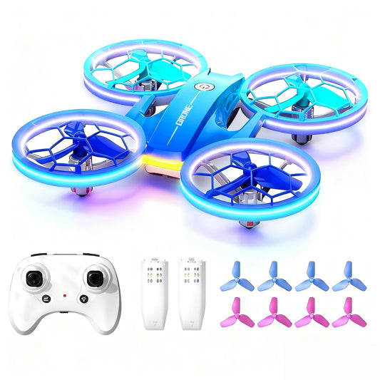 Drone for Kids and Beginners, Quadcopter Indoor Small with 2 Modular Batteries, 360° Flips, 3 Speeds, Auto Hover, LED Lights, Great Valentine‘s Day, Birthday Gift Toy for Boys and Girls