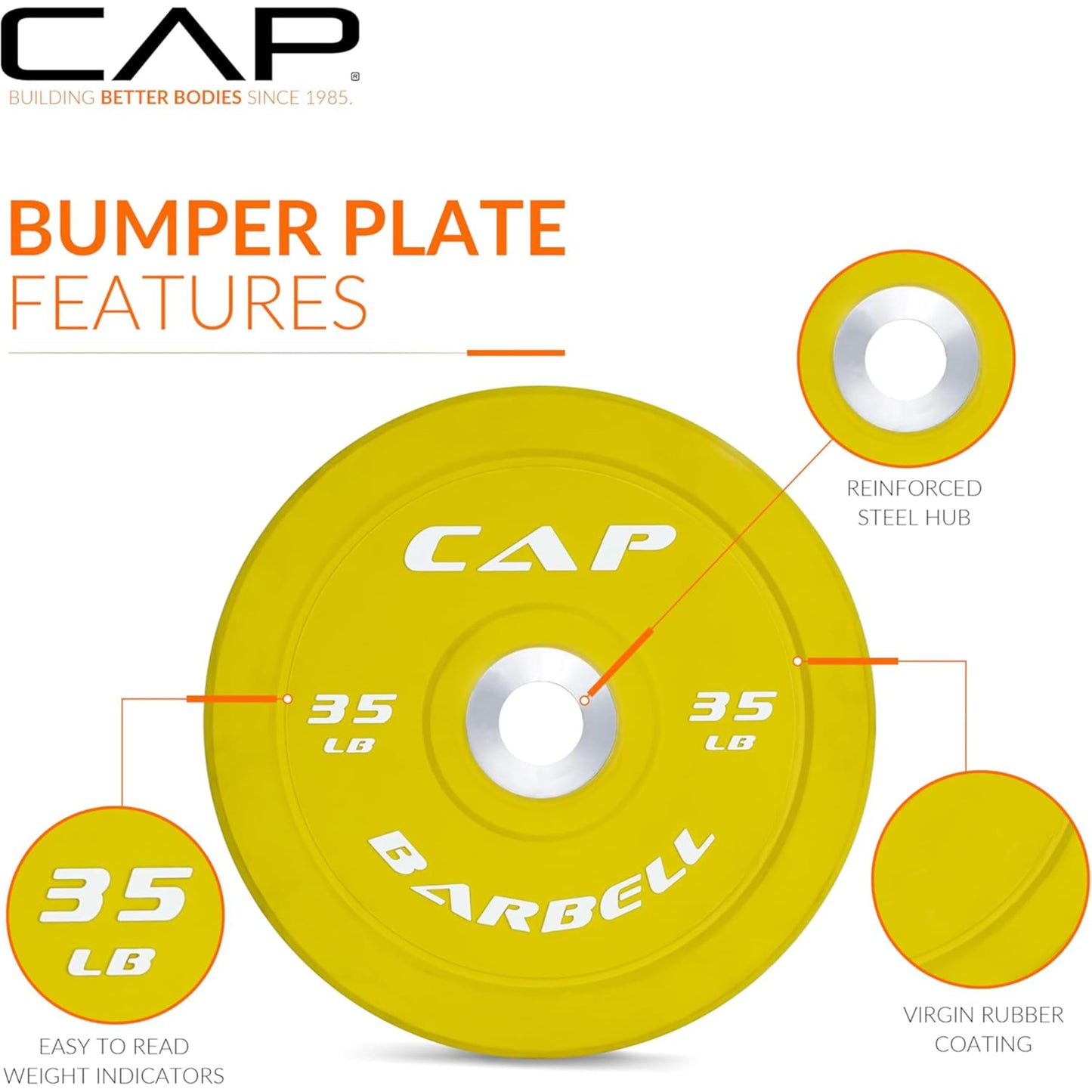 CAP Barbell 160 lb Competition Olympic Weight Set with 7ft Chrome Barbell & Color Bumper Plates