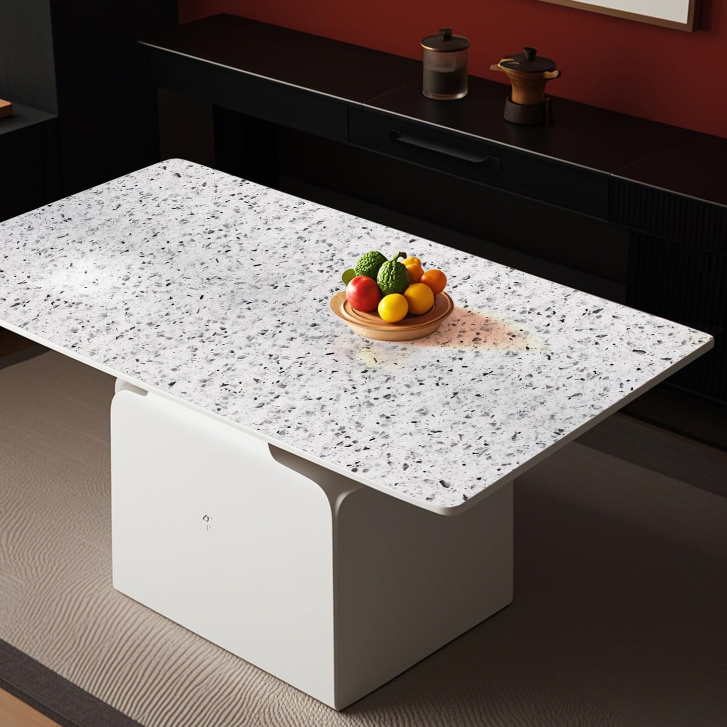 A-b-cil 206 X 16 Inch White Gray Granite Peel and Stick Countertops for Kitchen Self Adhesive Film Marble Contact Paper for Countertops Waterproof Removable Wallpaper Decor Table Desk Counter Top