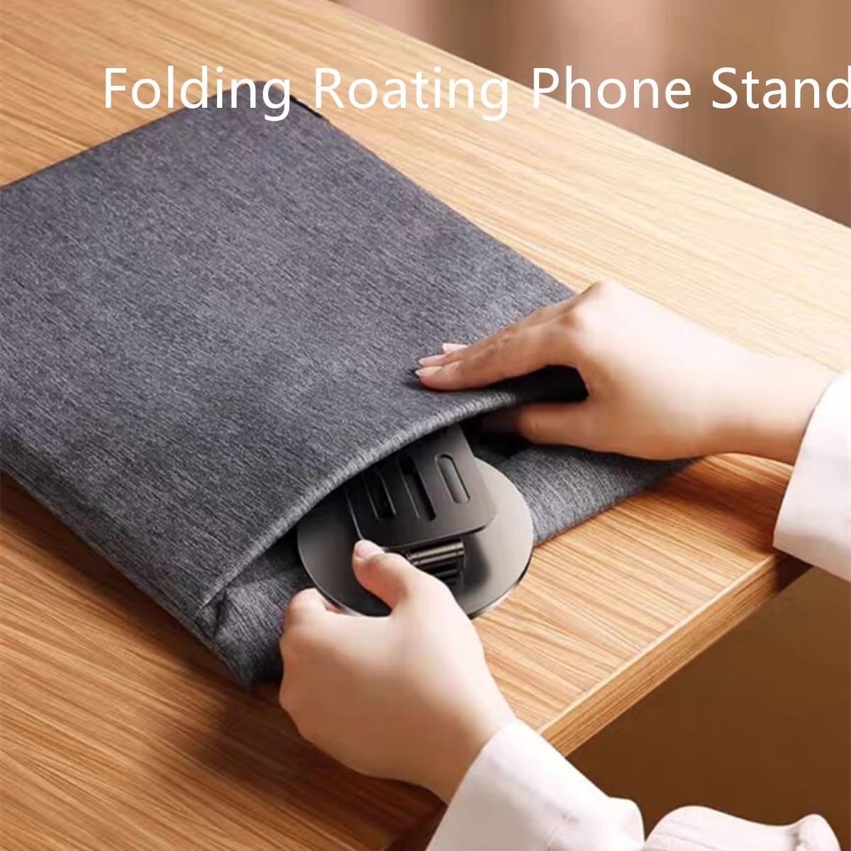BHSKJSZ Folding Adjustable Rotating Universal Aluminum Phone Stand Grey