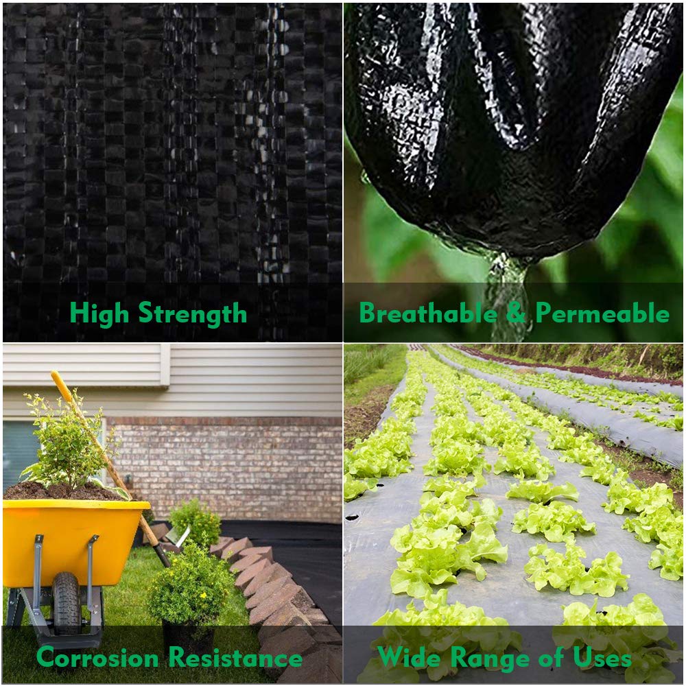 Kdgarden Premium 5oz Pro Weed Barrier Landscape Fabric Ground Cover Heavy Duty Commercial Anti-Weed Gardening Mat, 4ft x 300ft, Black