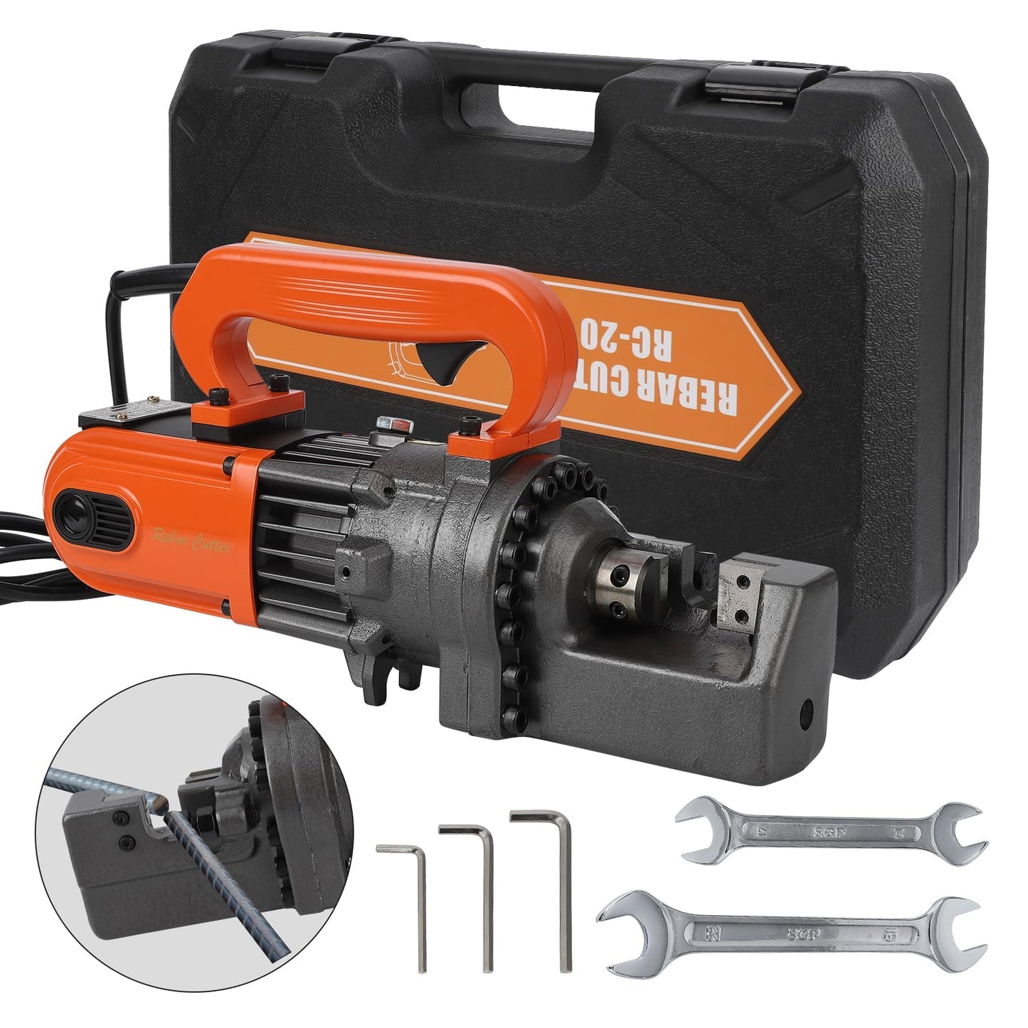 Electric Hydraulic Rebar Cutter Tool, 1250W Cutting up to 3/4 Inch #6 4-20mm Rebar Steel,110V, with Blades & Easy Carry Stainless Box (1250W RC-20)