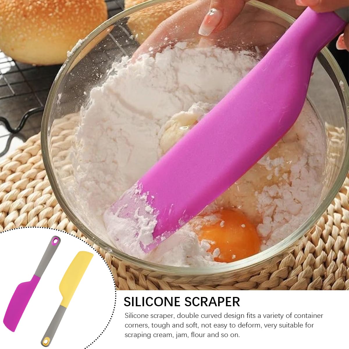 DOERDO 2Pcs Silicone Omelette Spatula Kitchen Omelet Turner Nonstick Cookware for Kitchen Omelet Pancake, 2x13Inch