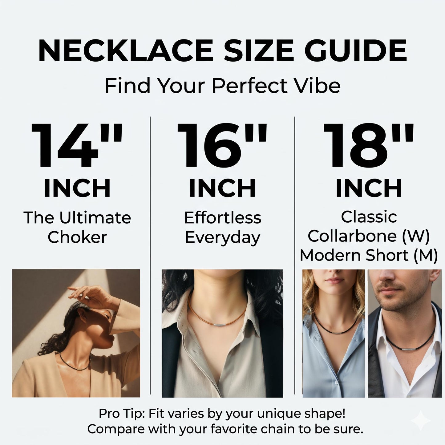 Leporem Minimalist Genuine Leather Cord Necklace Pendant Holder Hypoallergenic Stainless Steel Push-Lock Clasp Wrap Bracelet (16 Inch)