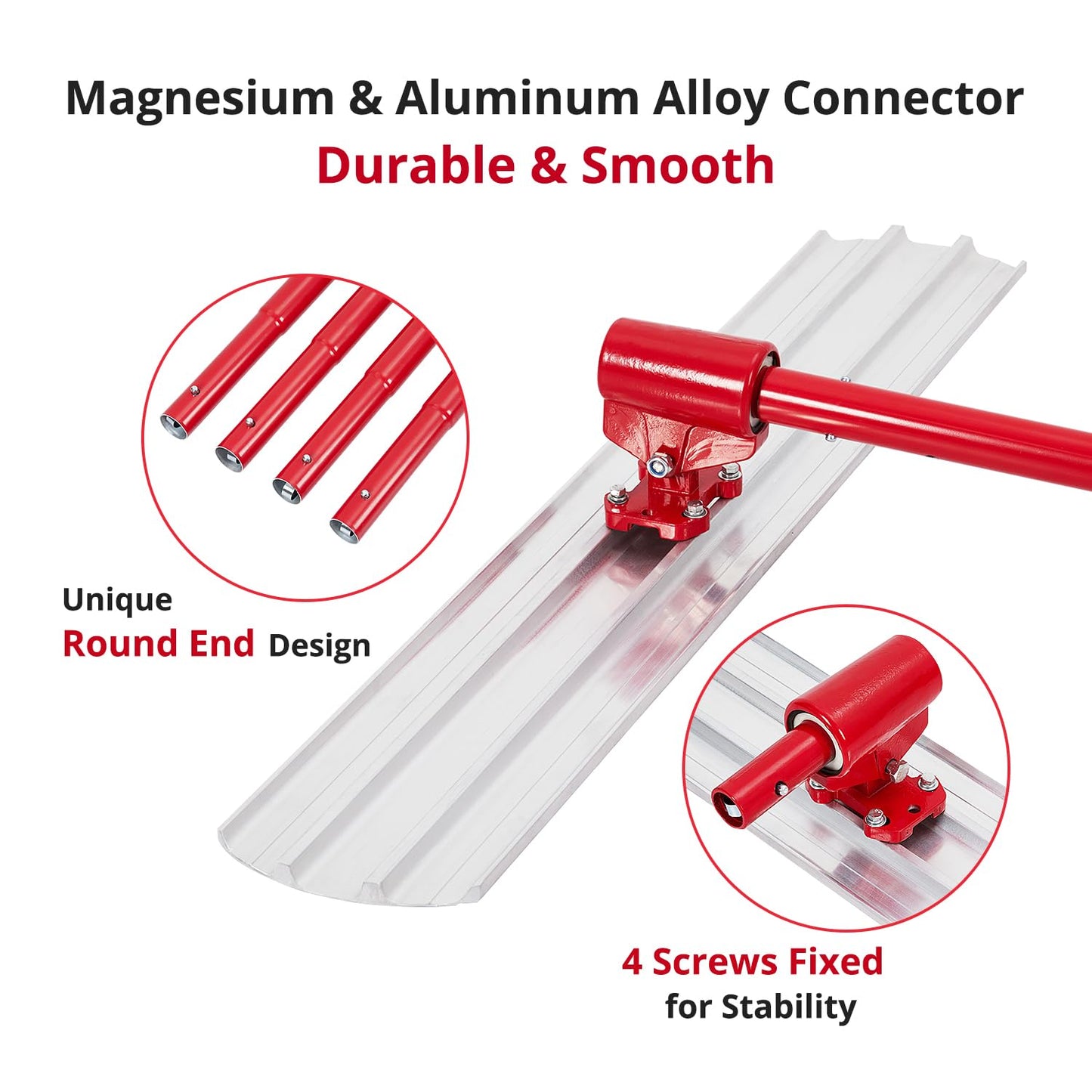 48 in x 8 in Bull Float Magnesium Concrete Float, Round End Concrete Float Tool with Flexible Bracket