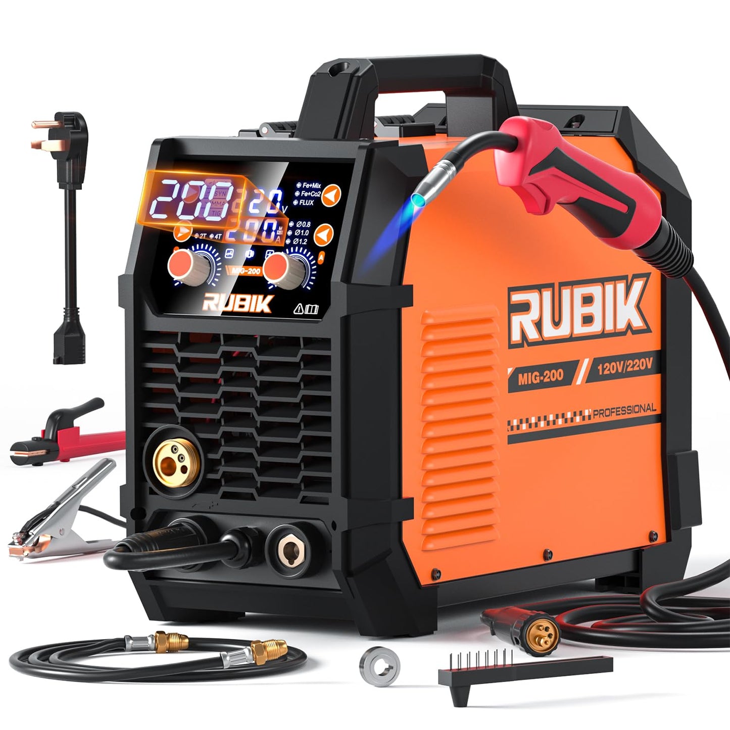 Rubik Stick Welder, ARC MMA 225Amp Electric Welding Machine and MIG Welder 200A Welding Machine – 5 in 1 Flux Core Welder