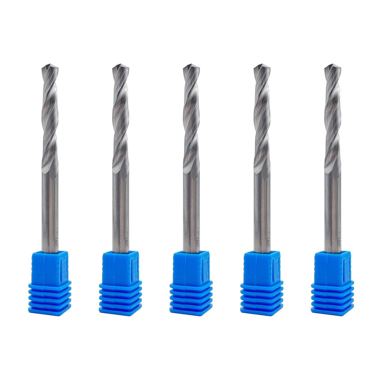 LU&MN Solid Carbide Jobber Drill Bit with Bright Finish-118° Split Point for Industrial Use on Cast Iron, Stainless Steel, Aluminum, etc.-1/4" Dia, 5 Pcs