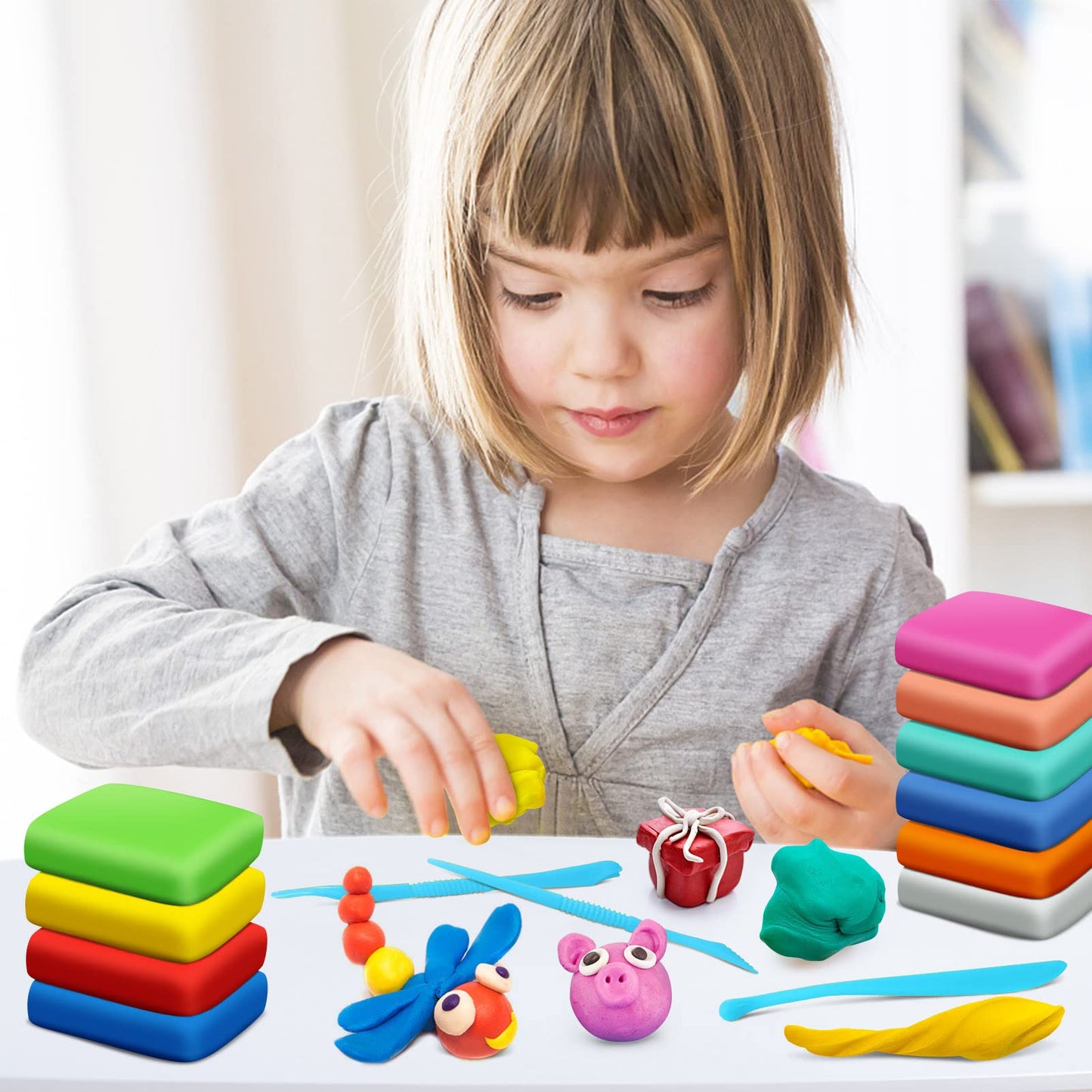 ESSENSON Magic Clay - Air Dry Clay 24 Colors, Modeling Clay for Kids with Tools, Toys Gifts for Age 3 4 5 6 7 8+ Years Old Boys Girls Kids