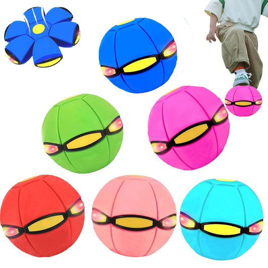 Magic Ball, Flying Saucer Bouncy Ball - Two Modes to Switch Freely, 6 LED Lights, Parent-Child Interaction, Indoor and Outdoor Holiday Games (Green + Blue + Purple + Red + Pink + Cyan)