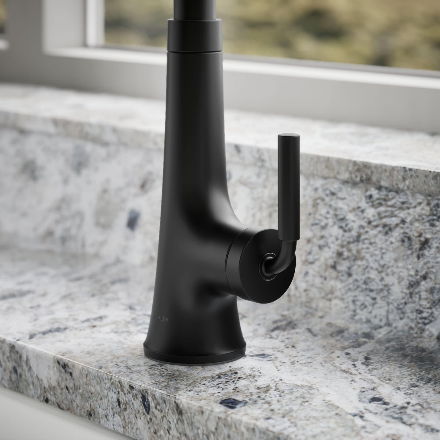 Kohler 23764-BL Tone Pull Down Kitchen Faucet, Kitchen Sink Faucets with Pull Down Sprayer, Matte Black