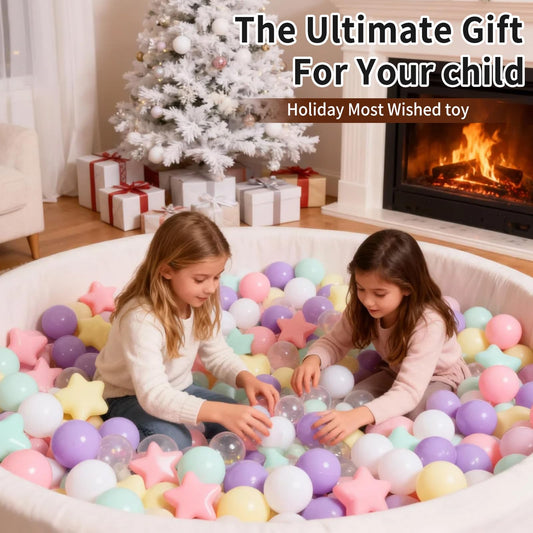 Heopeis Star Balls for Ball Pit，50 200 500 Plastic Balls with Stars Phthalate Free BPA Free for Playhouse, Baby Pool, Play Ball Fun Centers, for Babies, Kids, Toddlers 1-3 Indoor Outdoor