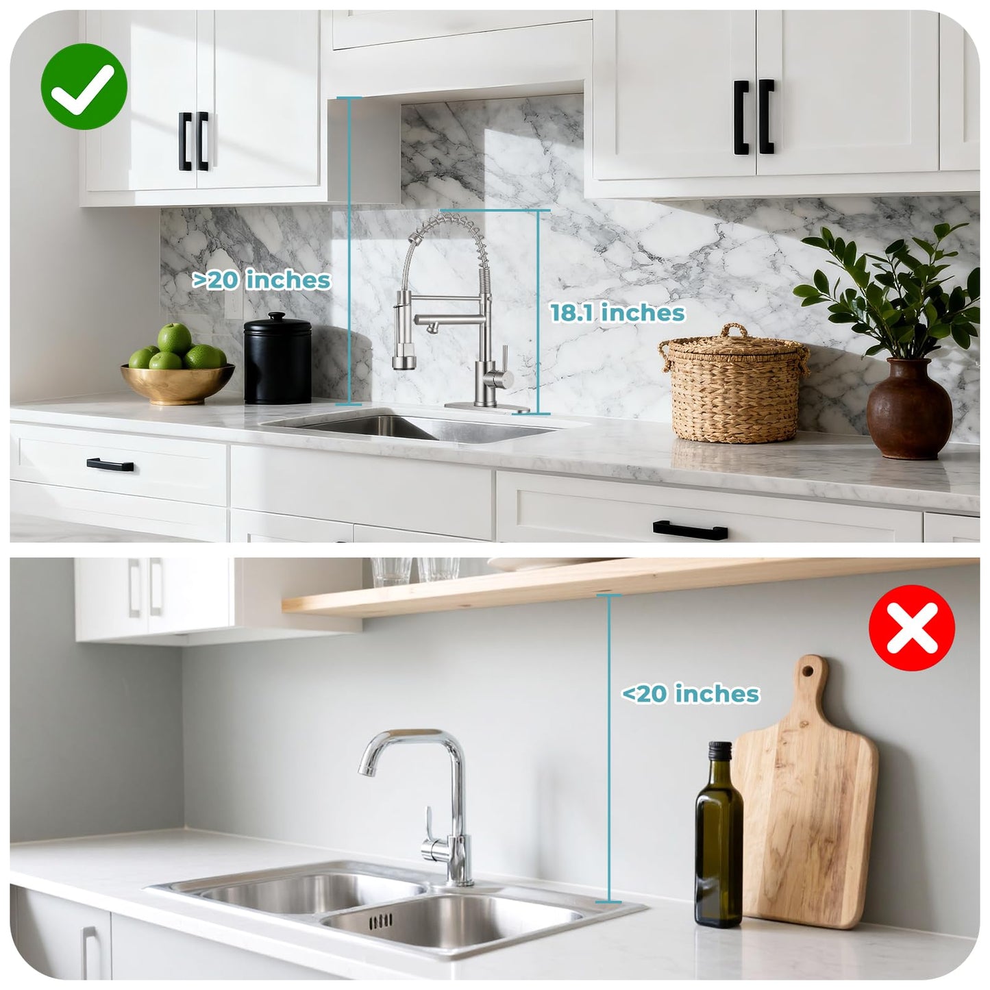 RNDIOZD Kitchen Faucet with Pull Down Sprayer - Brushed Nickel Single Handle Commercial Kitchen Faucets, 2-Spout Kitchen Sink Faucet, Stainless Steel Spring Pull Out Sink Faucet 1/3 Hole