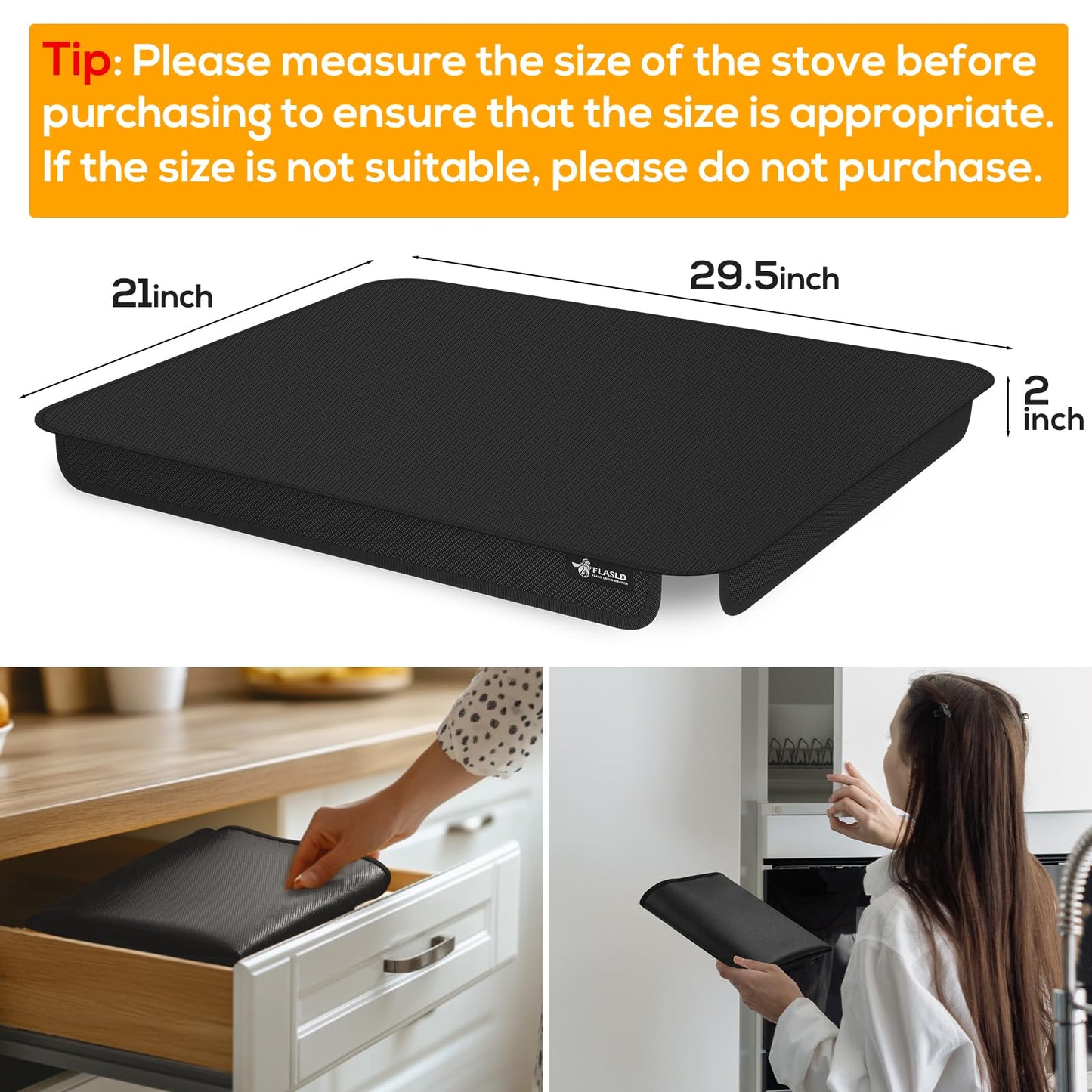 FLASLD Soft Gas Stove Burner Cover Fabric Mat, 29.5×21 Inches Foldable Easy Clean Gas Stove Protector, Anti Dust Stove Covers, Washable Stove Guard Top Protector