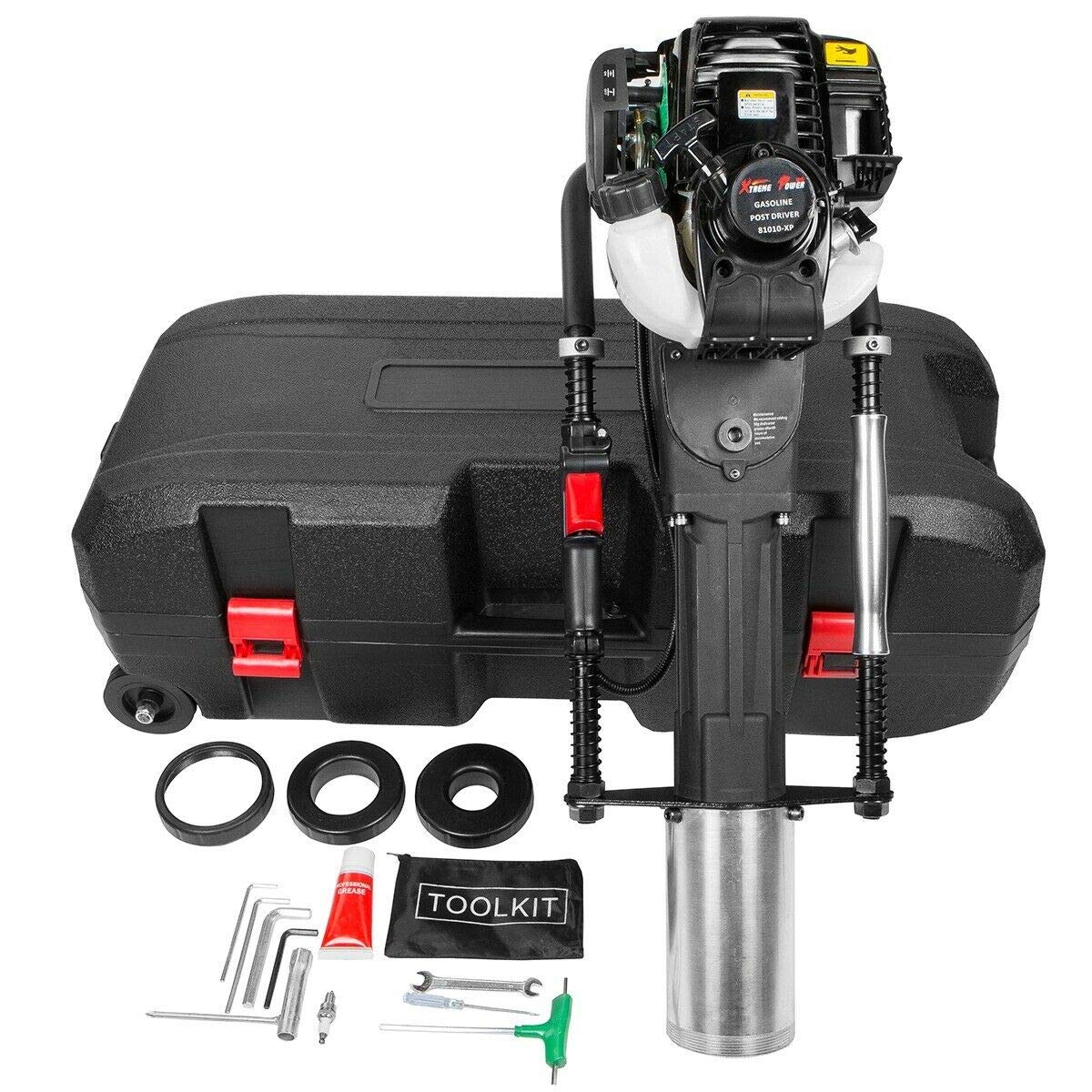 XtremepowerUS 38CC Gas Powered T Post Driver 4-Stroke Pile Driver Hammer Fence Post Driver Piledriver Gasoline Powered T-Post Driver Gas Post Driver