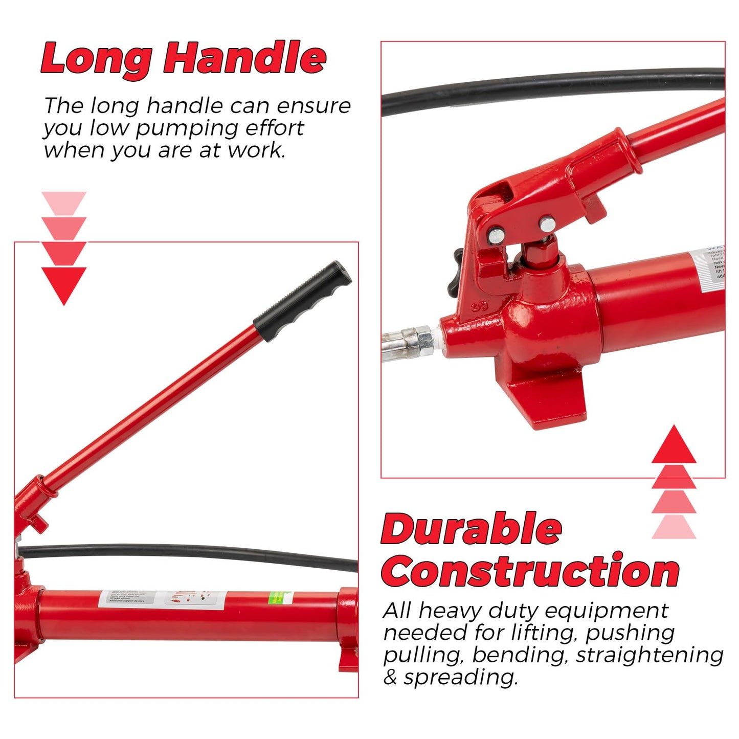 ‌12-Ton Heavy Duty Porta Power Hydraulic Jack Kit, Professional Hydraulic Ram Pump System with 55-Inch/1.4m Oil Hose, Portable Storage Case for Trucks, Tractors, Auto Repair