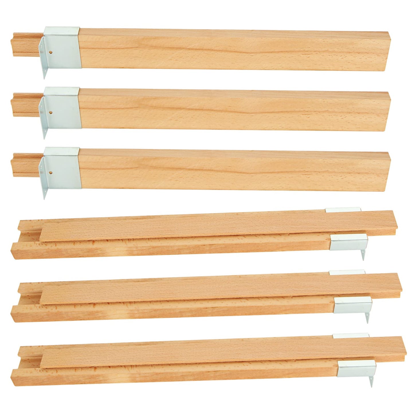 DAJAVE 6PCS 16 Inch Wood Drawer Slides Bottom Mount, Classic Traditional Wood Center Guide Track with Metal Slide Glides, Wooden Drawer Glides Rails Replacement Part for Drawer