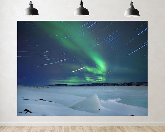 TryKid 10x8ft Aurora Borealis Backdrop Snowy Forest Norway Polar Colorful Night Sky Forest Northern Lights Photography