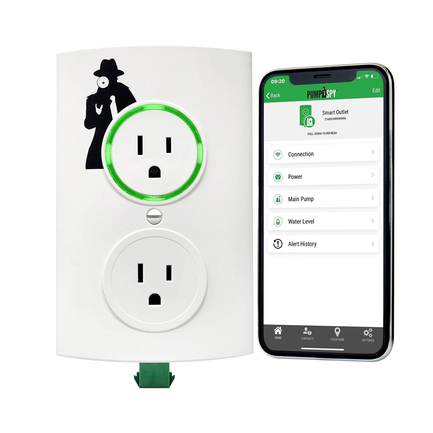 PumpSpy WiFi Sump Pump Smart Outlet 2.0 with Internet Monitoring & Alerts, WiFi Sump Pump Monitor that Connects to 24/7 Remote Monitoring Service, PumpSpy App Available on iOS and Android Devices