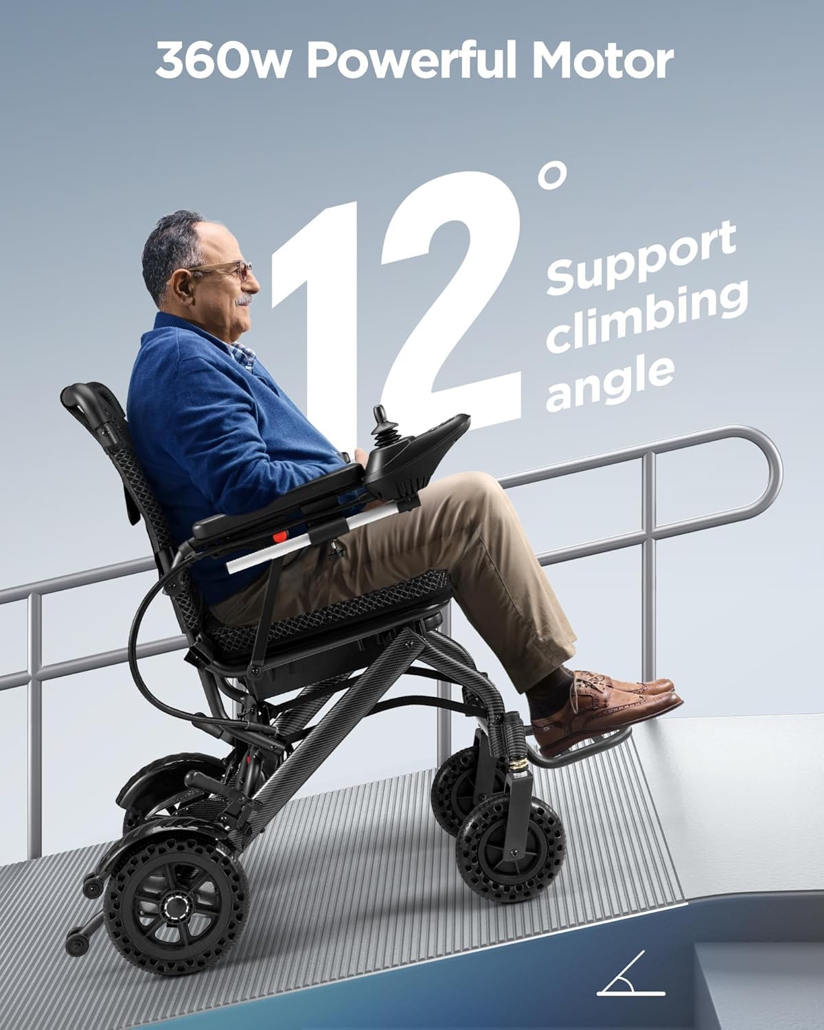 Upgrade VERPAL 36lbs Lightweight Electric Wheelchair for Adults, Foldable Electric Wheelchair for Travel, Air Transport, 360W Power Wheelchair for All Terrain, Motorized Mobility Scooters