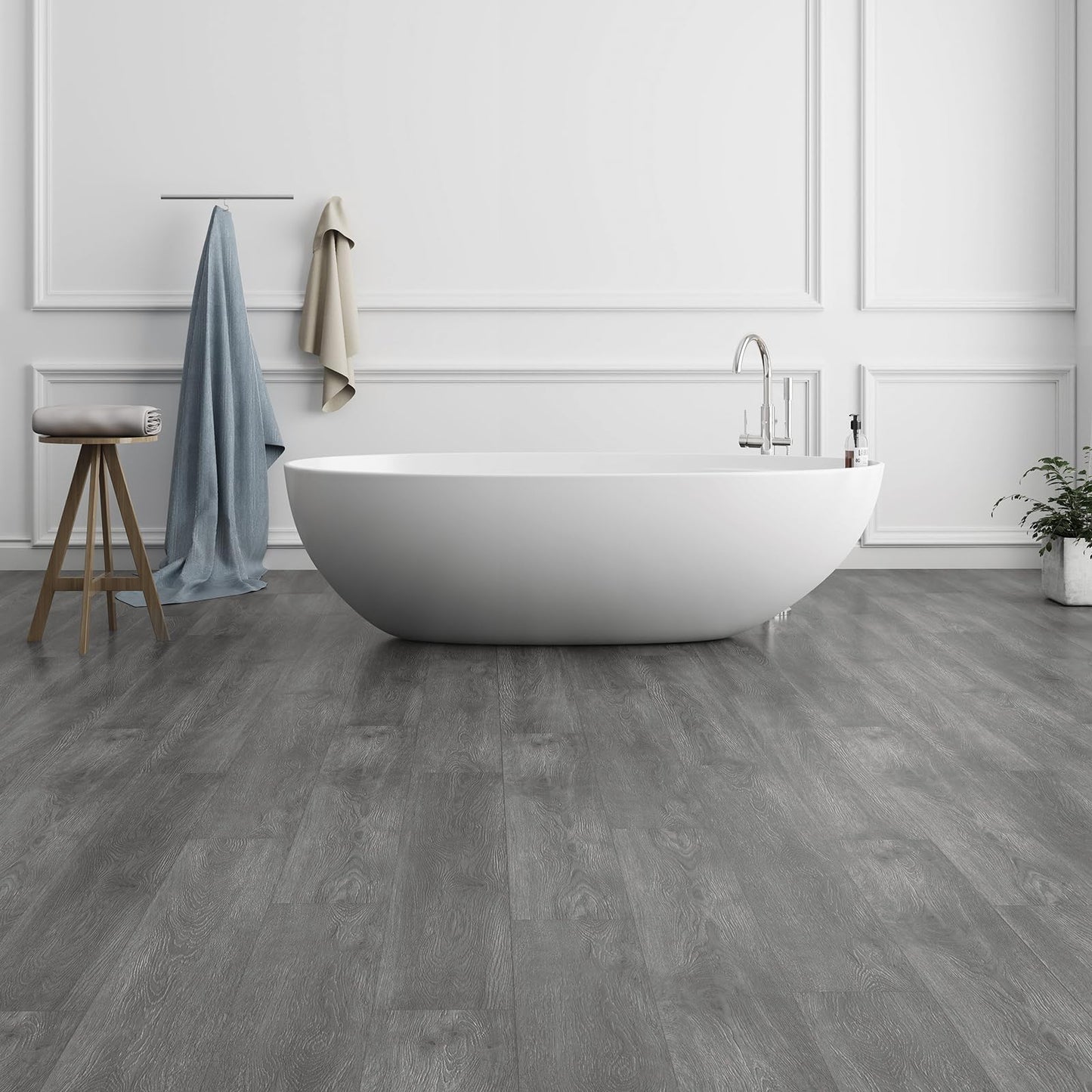 ATOPOSE Peel and Stick Floor Planks Waterproof,Wood Grain Effect Flooring,Dark Grey, 36-Pack 54 sq ft— Easy DIY Install and Transfer Quickly for Kitchen, Bathroom,Bedroom,Other Indoor Spaces