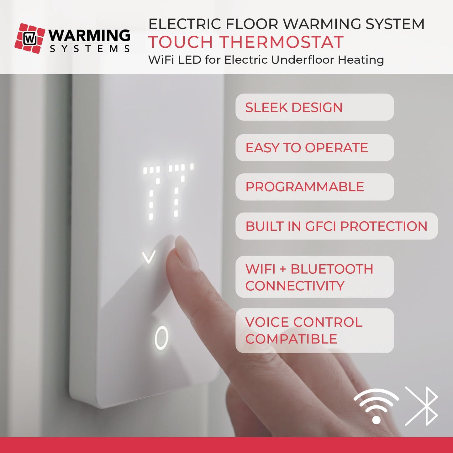 Warming Systems - 120 Sqft Electric Radiant Floor Heating Cable Kit – 120V Heated Tile Floor System with UWG5 Programmable Thermostat, Sensor, Installation Monitor & 25 Year Warranty, Made in the USA