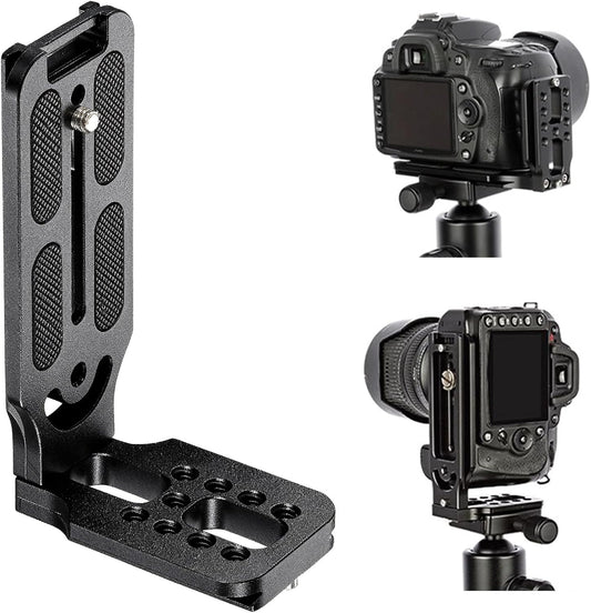 Uelkr 1/4" DSLR Camera L Bracket Quick Release Plate Vertical Horizontal Switching Tripod with Screw, Camera Mount