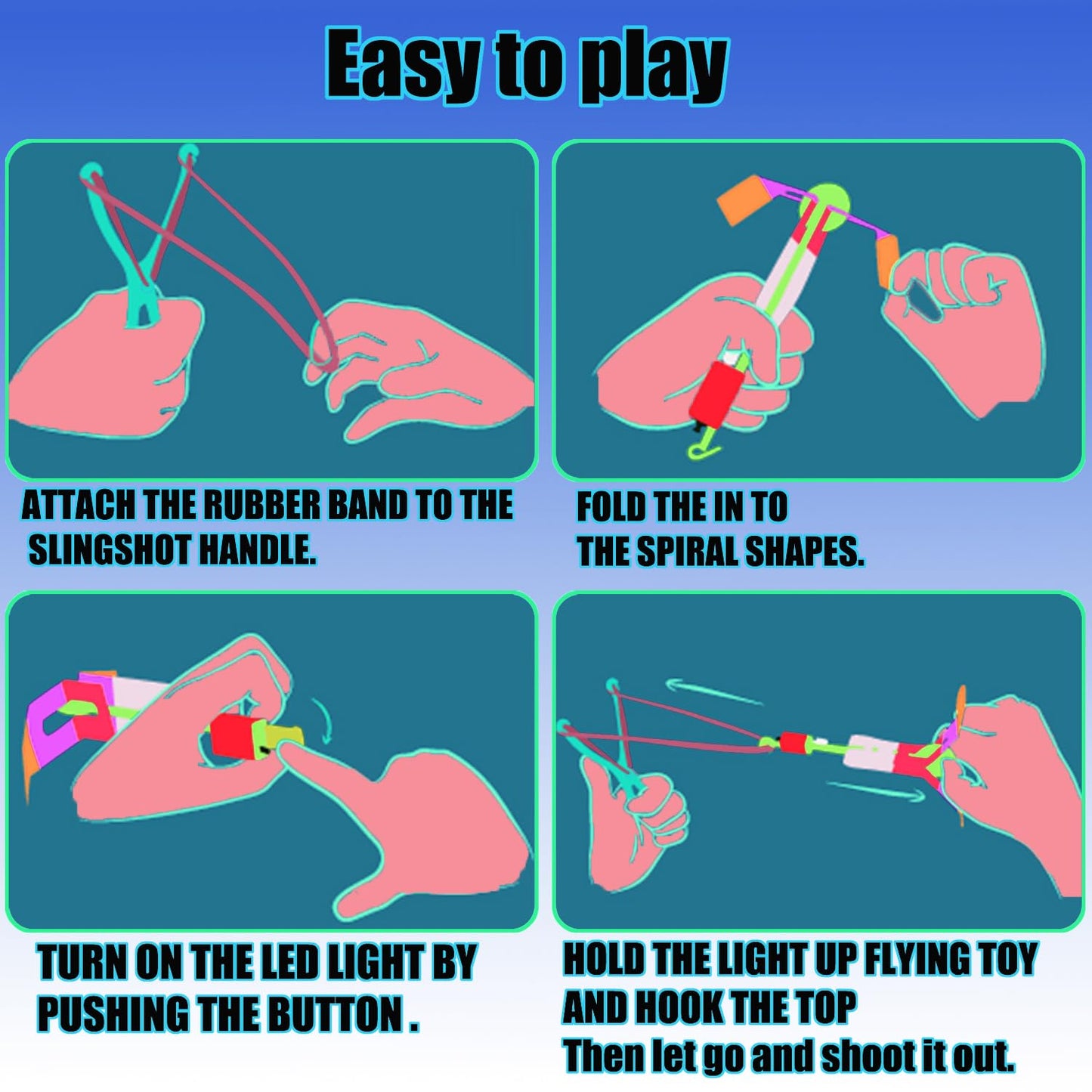 42 Sets Slingshot for Kids,Light Up Flying Toys,Glow In The Dark Party Supplies,Camping Essentials,Beach,Outdoor Games,Outside Toys,Valentines Day Gifts,Classroom Prizes,Party Favors for Kids 8-12 4-8