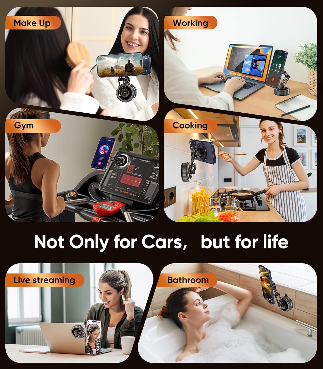 CRUIHOG Holder,3-AXIS 360 Car Phone Telescopic Arm Magnetic Phone Mount, Rotatable & Adjustable & Foldable Vacuum